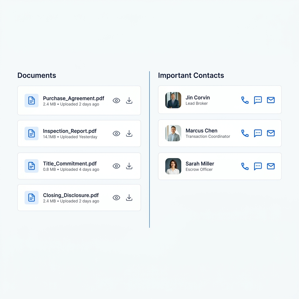Documents and contacts interface